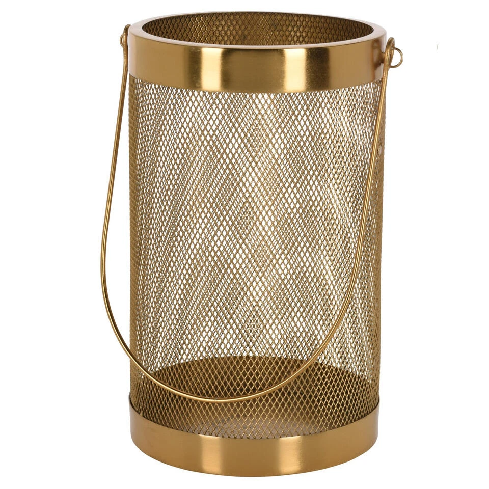 H&S Collection Lantaarn - Goudkleurig - Metaal - Kaarshouder - 26 Cm 4 H&S Collection Lantaarn - Goudkleurig - Metaal - Kaarshouder - 26 Cm - Afbeelding 2