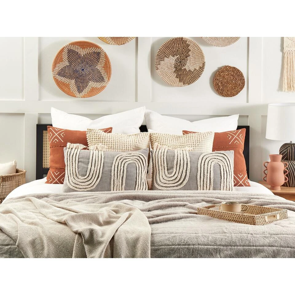 Beliani Sierkussen OCIMUM - Grijs Katoen 4 Beliani Sierkussen OCIMUM - Grijs Katoen - Afbeelding 2