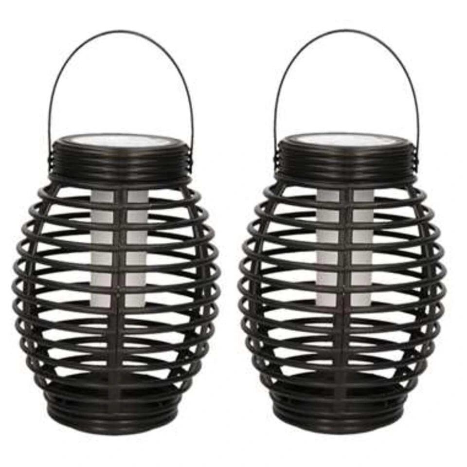 Merkloos Lantaarn - 2 Stuks - Solar - Tuinverlichting - Zwart - 19 Cm 3 Merkloos Lantaarn - 2 Stuks - Solar - Tuinverlichting - Zwart - 19 Cm