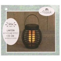 Merkloos Lantaarn - Solar - Tuinverlichting - Zwart - Met Vlameffect - 15 Cm -Merkloos Winkel 1000000585 0101