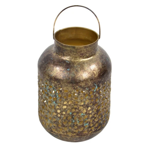 Lesi Living Lantaarn - Metaal - Vintage Look - Goudkleurig - 23 Cm -Merkloos Winkel 1000025268