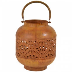 Lesi Living Lantaarn - Metaal - Glas - Roestkleur - Windlicht - 21 Cm