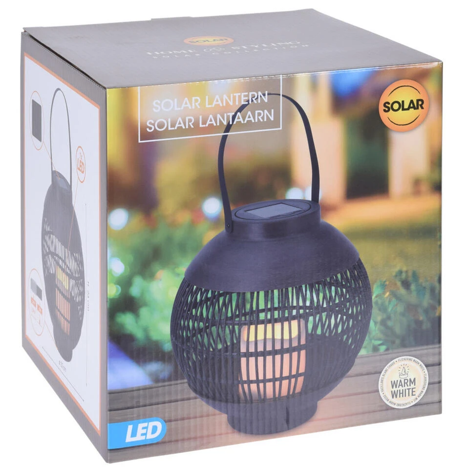 Merkloos Lantaarn - Rond - Zwart - Solar Tuinverlichting - 24 Cm 4 Merkloos Lantaarn - Rond - Zwart - Solar Tuinverlichting - 24 Cm - Afbeelding 2