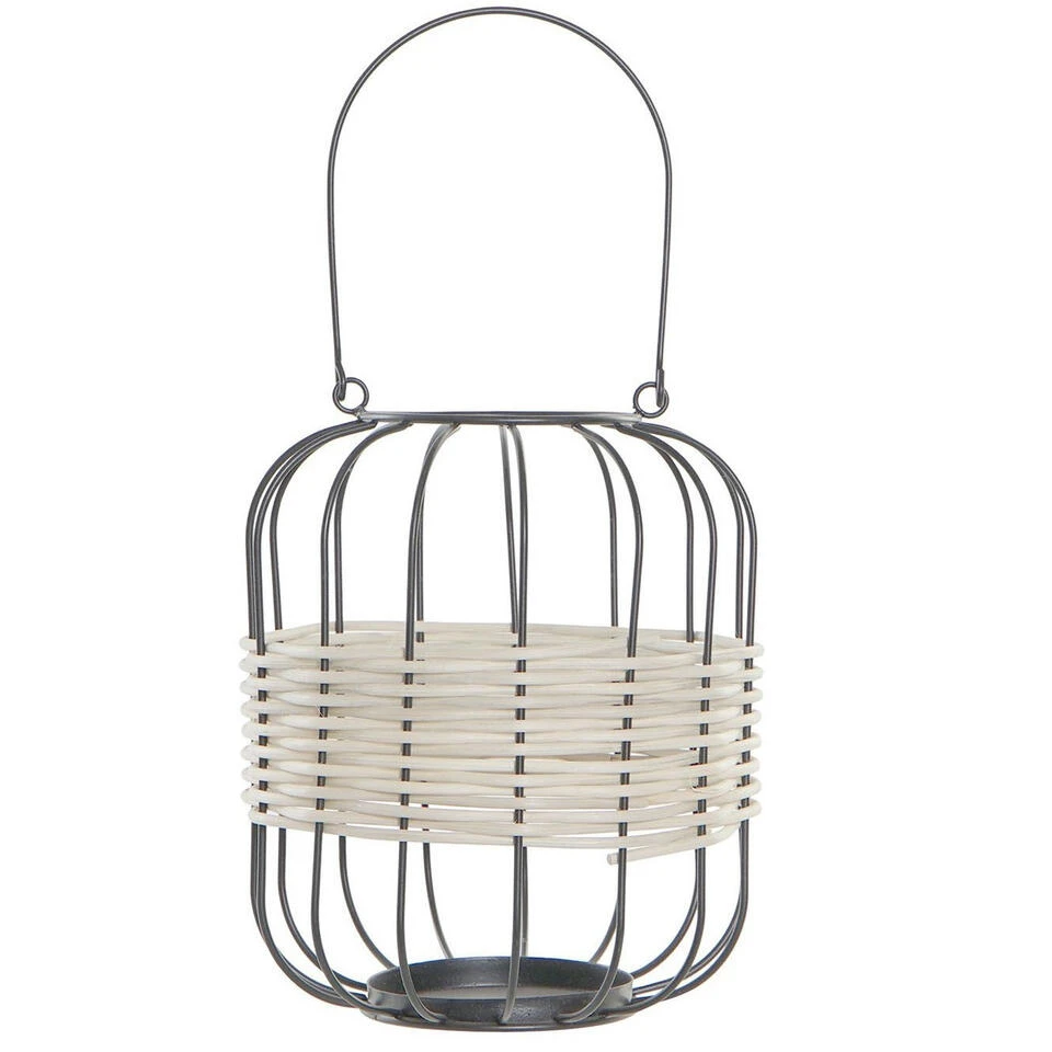 Items Lantaarn - Kaarshouder - Metaal Met Rotan - Zwart - 23 Cm 3 Items Lantaarn - Kaarshouder - Metaal Met Rotan - Zwart - 23 Cm