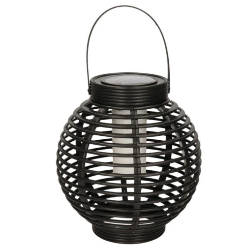 Anna's Collection Lantaarn - Solar - Zwart - Rond - Vlameffect - 23cm -Merkloos Winkel 1000039457