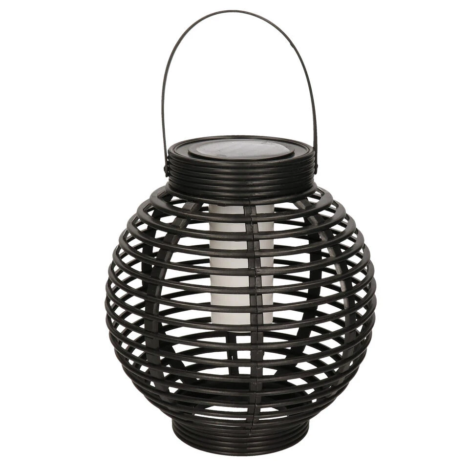 Anna's Collection Lantaarn - Solar - Zwart - Rond - Vlameffect - 23cm 3 Anna's Collection Lantaarn - Solar - Zwart - Rond - Vlameffect - 23cm