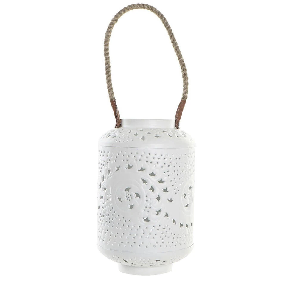 Items Lantaarn - Metaal - Wit - Met Touw - 31 Cm 3 Items Lantaarn - Metaal - Wit - Met Touw - 31 Cm