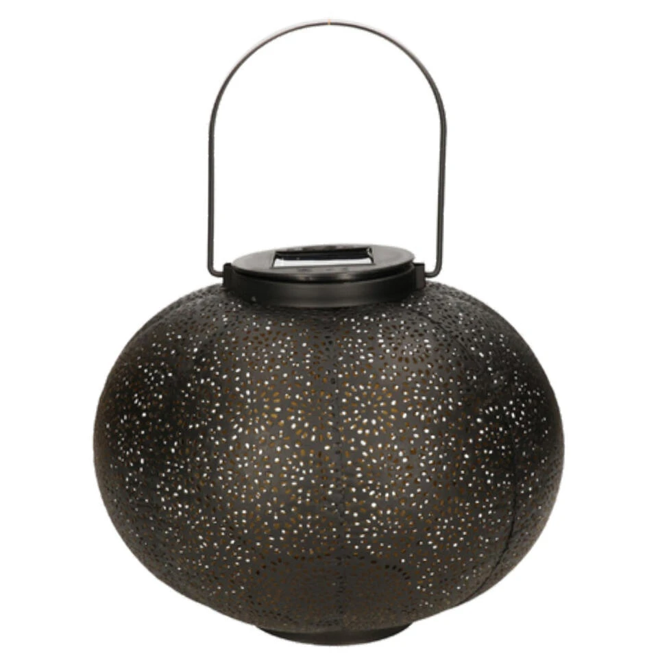 Anna's Collection Lantaarn - Zwart - Metaal - Cirkels - Solar - 22 Cm 3 Anna's Collection Lantaarn - Zwart - Metaal - Cirkels - Solar - 22 Cm