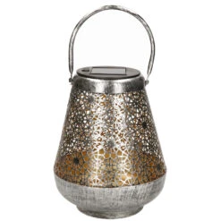 Anna's Collection Lantaarn - Metaal - Bloemen - Solar - 19 Cm