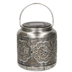 Anna's Collection Lantaarn - Metaal - Antraciet - Solar - 16 Cm