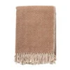 EVONY - Plaid 140x180 Cm - Tobacco Brown - Bruin - Zigzag Patroon - Franjes