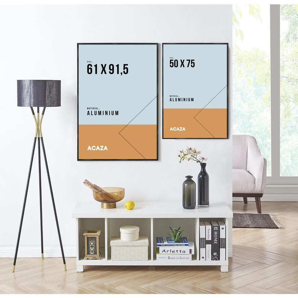 ACAZA Aluminium Fotokader, Fotolijst 50 Cm X 75 Cm, Plexiglas, Zwarte Rand 4 ACAZA Aluminium Fotokader, Fotolijst 50 Cm X 75 Cm, Plexiglas, Zwarte Rand - Afbeelding 2