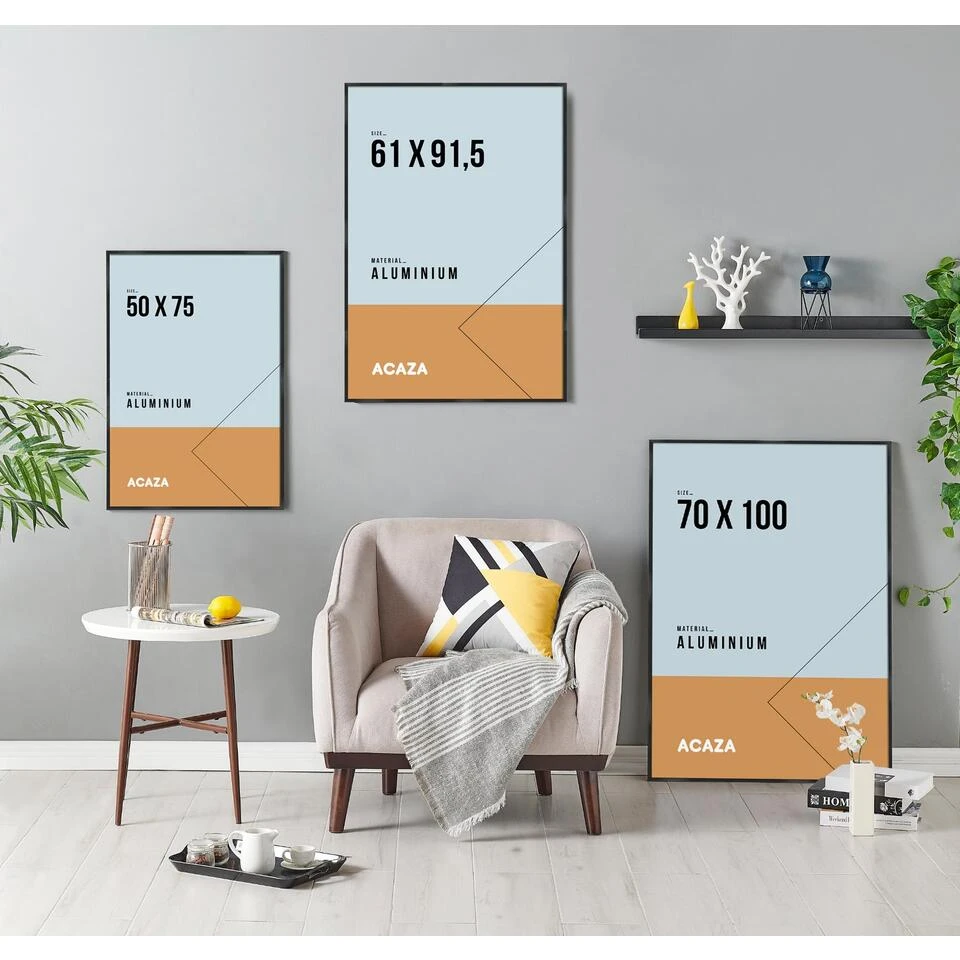 ACAZA Aluminium Fotokader, Fotolijst 50 Cm X 75 Cm, Plexiglas, Zwarte Rand 6 ACAZA Aluminium Fotokader, Fotolijst 50 Cm X 75 Cm, Plexiglas, Zwarte Rand - Afbeelding 4