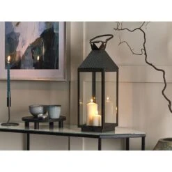 Beliani Windlichtzuilen BALI - Zwart Rvs -Merkloos Winkel 1000057082 0101