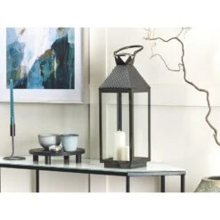 Beliani Windlichtzuilen BALI - Zwart Rvs -Merkloos Winkel 1000057082 0103