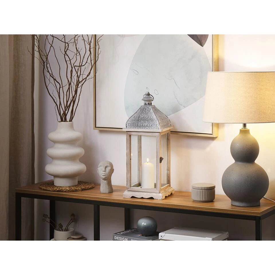 Beliani Windlichtzuilen SAMAR - Wit Ijzer 4 Beliani Windlichtzuilen SAMAR - Wit Ijzer - Afbeelding 2