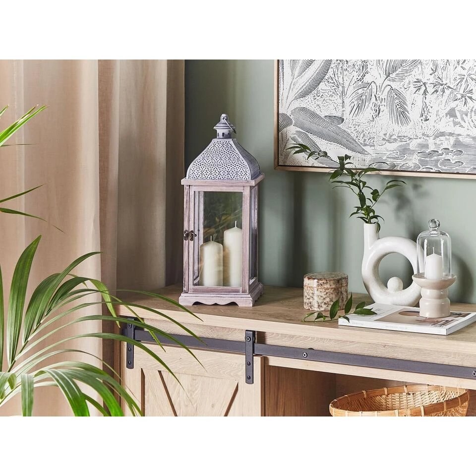 Beliani Windlichtzuilen SAMAR - Wit Ijzer 6 Beliani Windlichtzuilen SAMAR - Wit Ijzer - Afbeelding 4