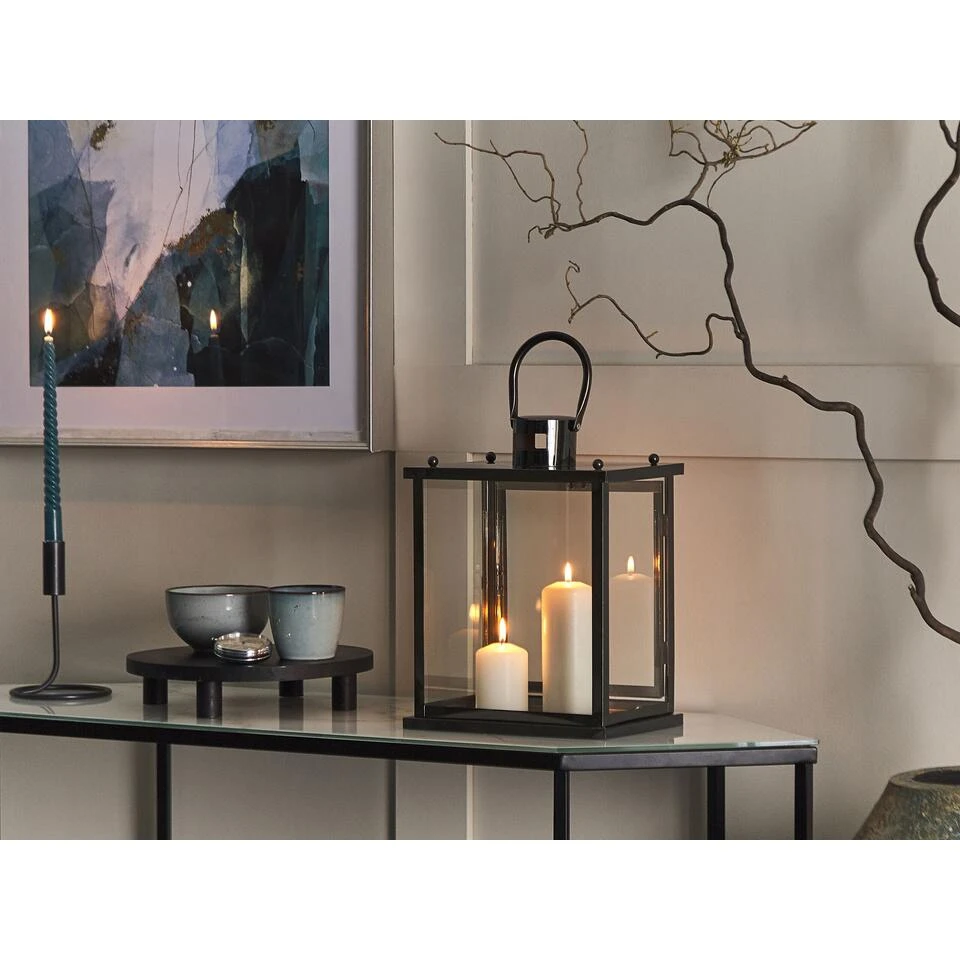 Beliani Windlichtzuilen TENERIFE - Zwart Rvs 4 Beliani Windlichtzuilen TENERIFE - Zwart Rvs - Afbeelding 2