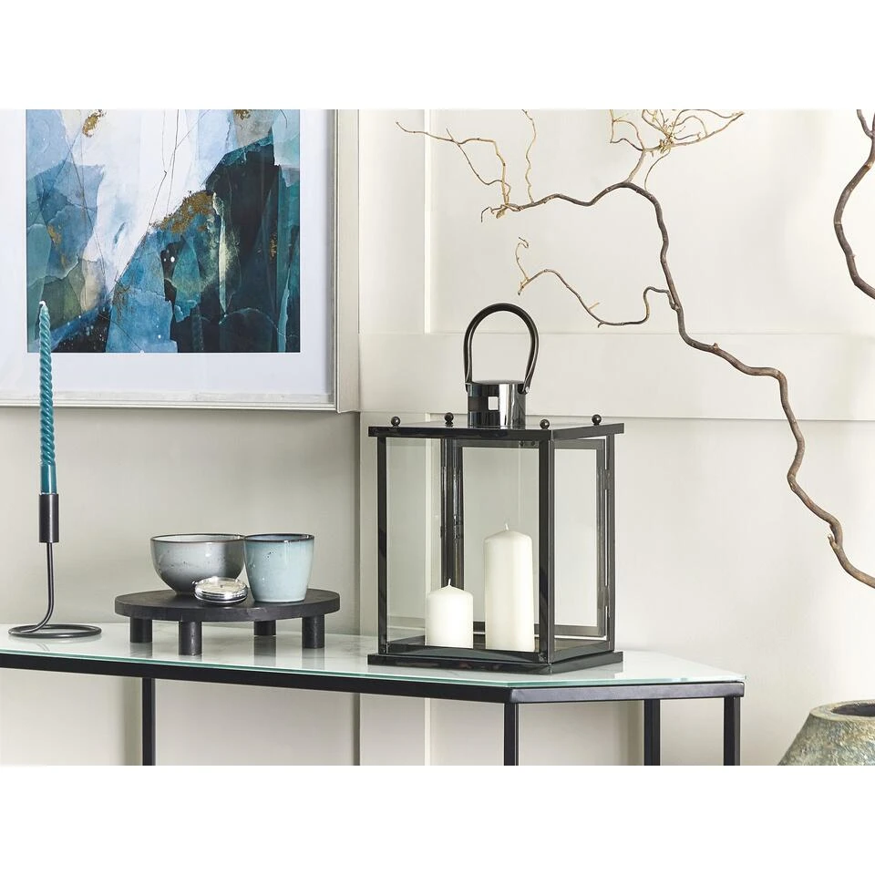 Beliani Windlichtzuilen TENERIFE - Zwart Rvs 6 Beliani Windlichtzuilen TENERIFE - Zwart Rvs - Afbeelding 4