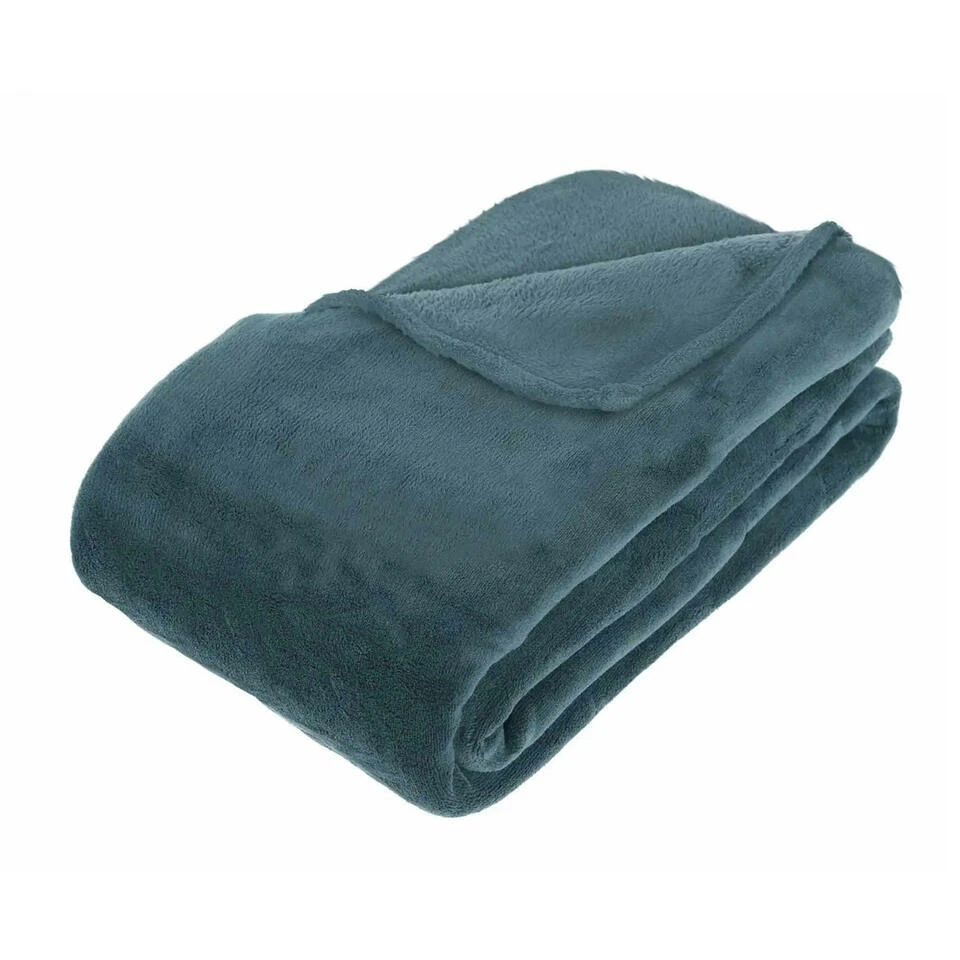 Atmosphera Plaid - Blauwgrijs - Polyester - 180 X 230 Cm 3 Atmosphera Plaid - Blauwgrijs - Polyester - 180 X 230 Cm