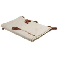 Beliani Plaid KHANDWA - Beige Katoen