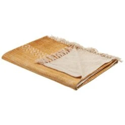 Beliani Plaid FIROZABAD - Geel Katoen