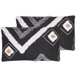 Beliani Sierkussen VIBURNUM - Zwart Katoen