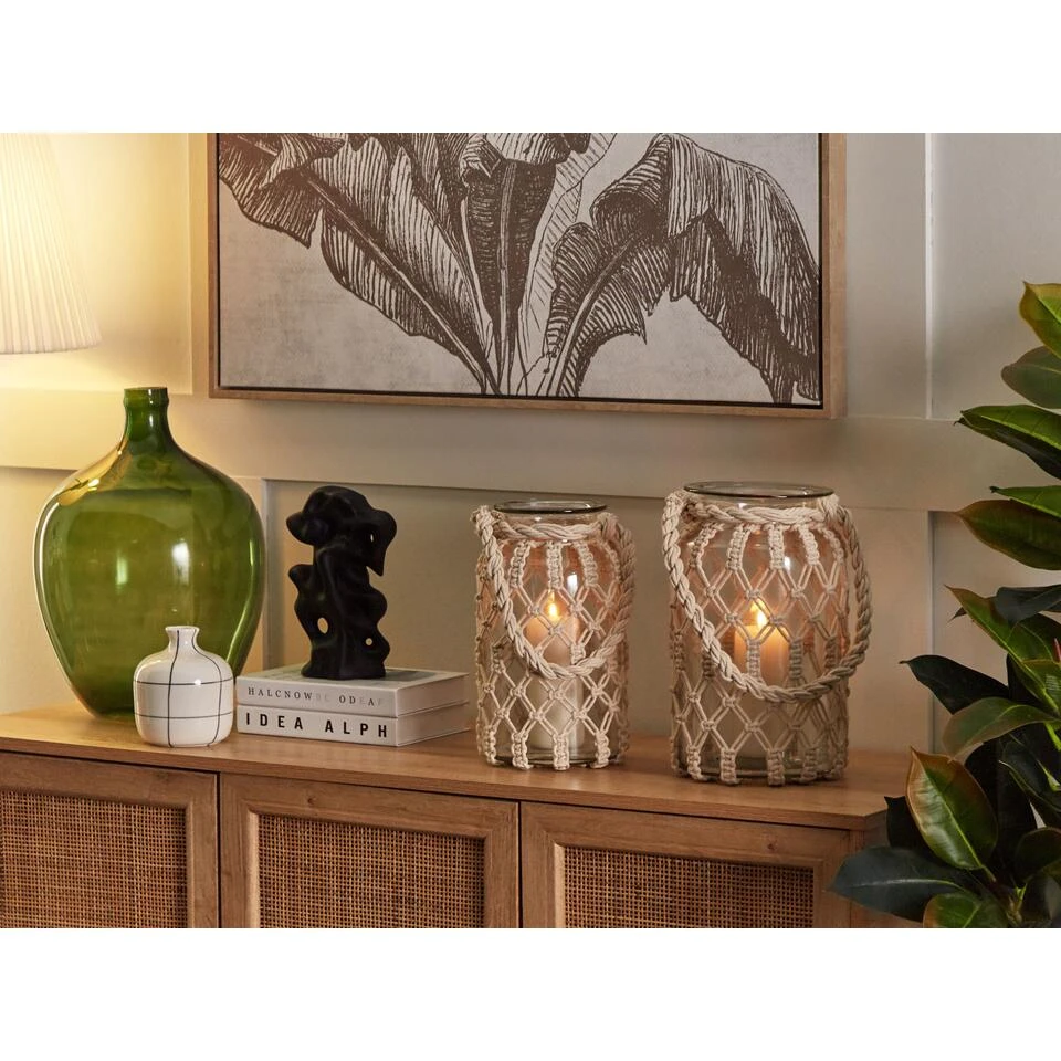 Beliani Lantaarn JALEBI - Wit Glas 4 Beliani Lantaarn JALEBI - Wit Glas - Afbeelding 2