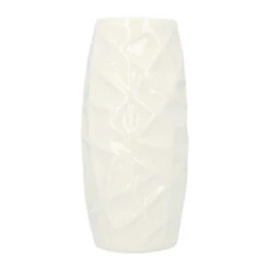 QUVIO Vaas Met Patroon - Keramiek - 21,5 X 9,5 Cm - Wit -Merkloos Winkel 1000074681 0103