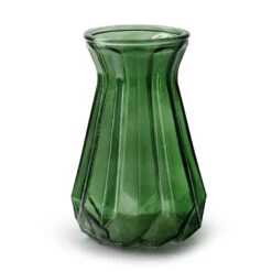 Jodeco Bloemenvaas - Stijlvol Model - Groen/transparant Glas - H18 X D11,5 Cm