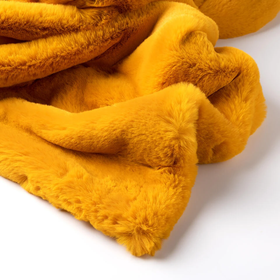 ZINZI - Plaid Unikleur 140x180 Cm Golden Glow - Geel 5 ZINZI - Plaid Unikleur 140x180 Cm Golden Glow - Geel - Afbeelding 3