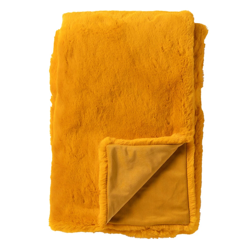 ZINZI - Plaid Unikleur 140x180 Cm Golden Glow - Geel 3 ZINZI - Plaid Unikleur 140x180 Cm Golden Glow - Geel