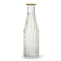 Jodeco Bloemenvaas Marseille - Fles Model - Glas - Goud - H25 X D7 Cm