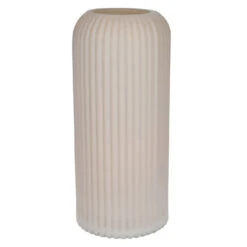 Bellatio Design Vaas - Creme - Matglas - D10 X H25 Cm