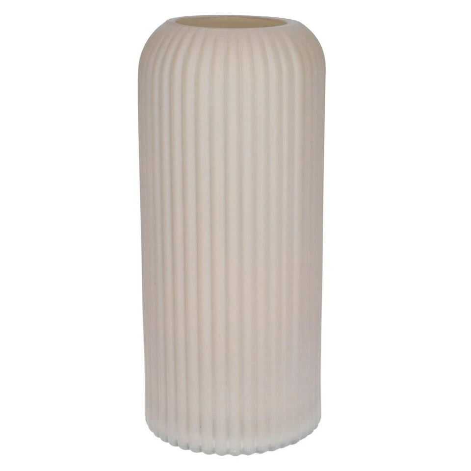 Bellatio Design Vaas - Creme - Matglas - D10 X H25 Cm 3 Bellatio Design Vaas - Creme - Matglas - D10 X H25 Cm