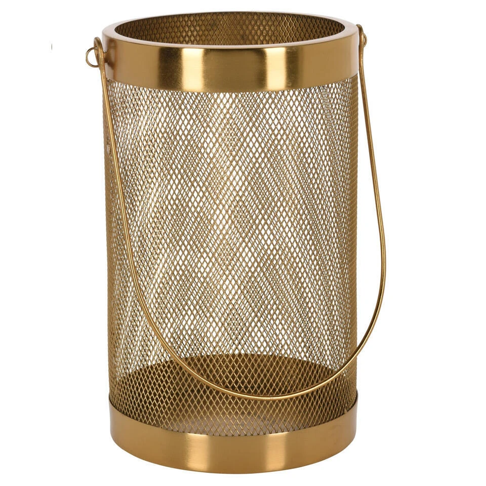 H&S Collection Lantaarn - Goudkleurig - Metaal - Kaarshouder - 26 Cm 3 H&S Collection Lantaarn - Goudkleurig - Metaal - Kaarshouder - 26 Cm