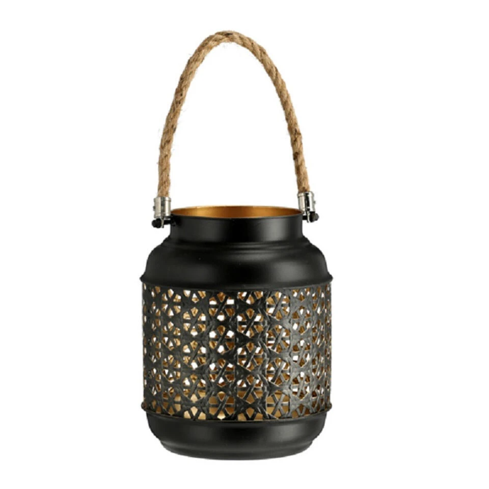 Cepewa Windlicht - Kaarshouder - Zwart Met Goudkleurig - 18 Cm 3 Cepewa Windlicht - Kaarshouder - Zwart Met Goudkleurig - 18 Cm