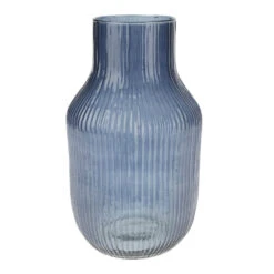 Excellent Houseware Glazen Vaas / Bloemen Vazen - Blauw - 12 X 23 Cm