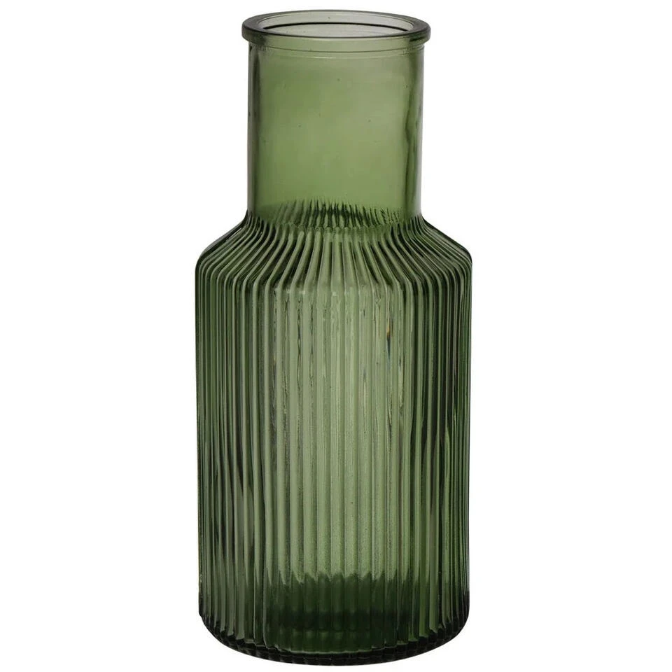 Merkloos Bloemenvaas Bottle Amazing Green - Donkergroen - Glas - H22 Cm 3 Merkloos Bloemenvaas Bottle Amazing Green - Donkergroen - Glas - H22 Cm