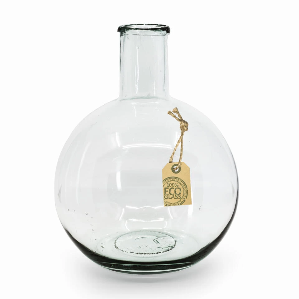 Bellatio Design Vaas Eco - Rond - Smalle Hals - Glas - 22 X 31 Cm 3 Bellatio Design Vaas Eco - Rond - Smalle Hals - Glas - 22 X 31 Cm