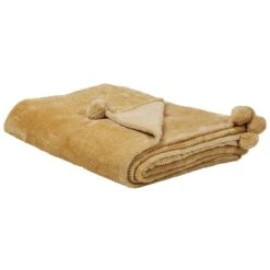 Beliani Plaid SAITLER - Geel Polyester