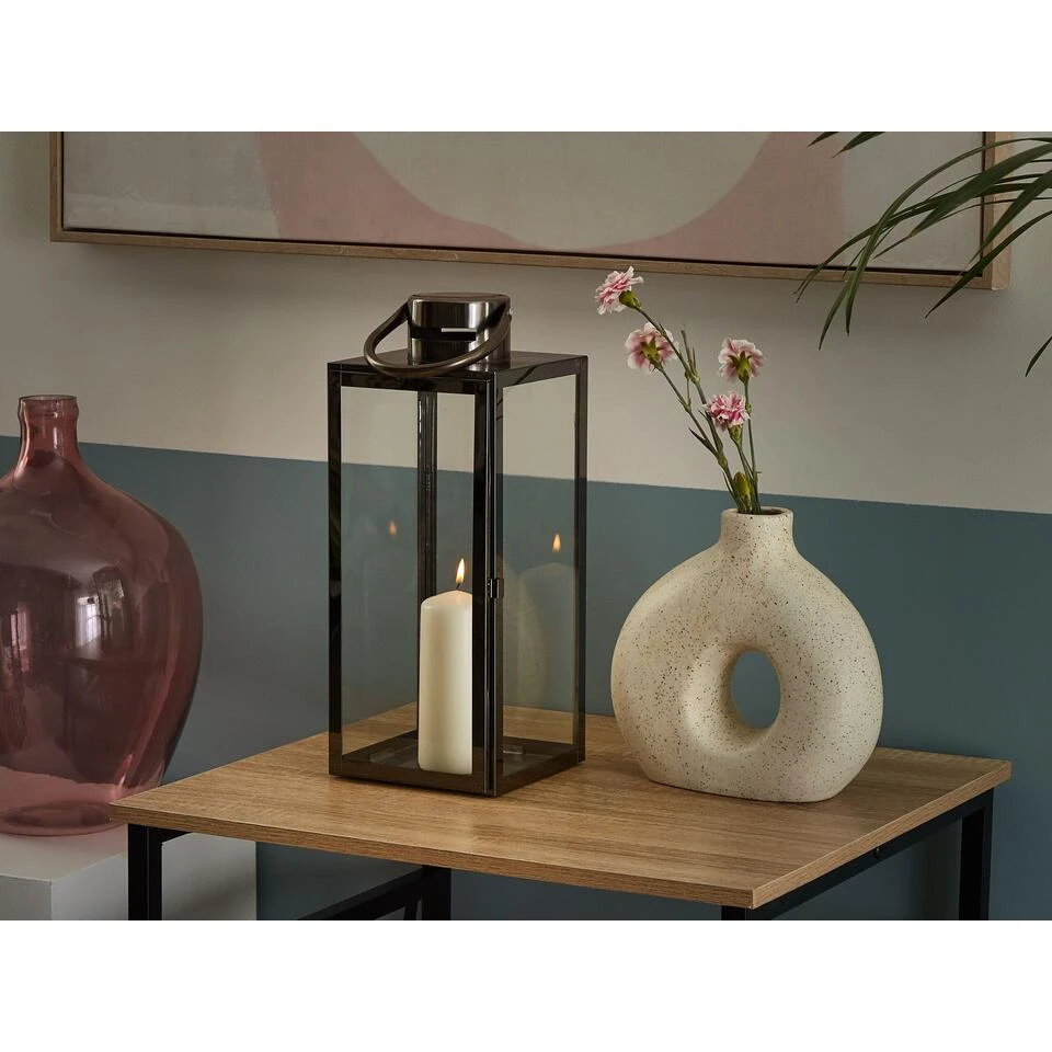 Beliani Windlichtzuilen CYPRUS - Zwart Rvs 4 Beliani Windlichtzuilen CYPRUS - Zwart Rvs - Afbeelding 2