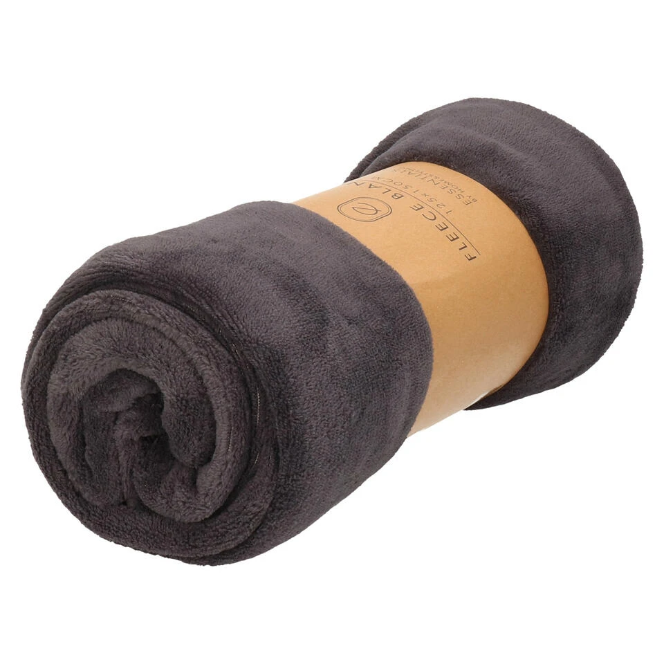 H&S Fleece Deken-dekentje-plaid - Polyester - Antraciet - 125 X 150 Cm 5 H&S Fleece Deken-dekentje-plaid - Polyester - Antraciet - 125 X 150 Cm - Afbeelding 3