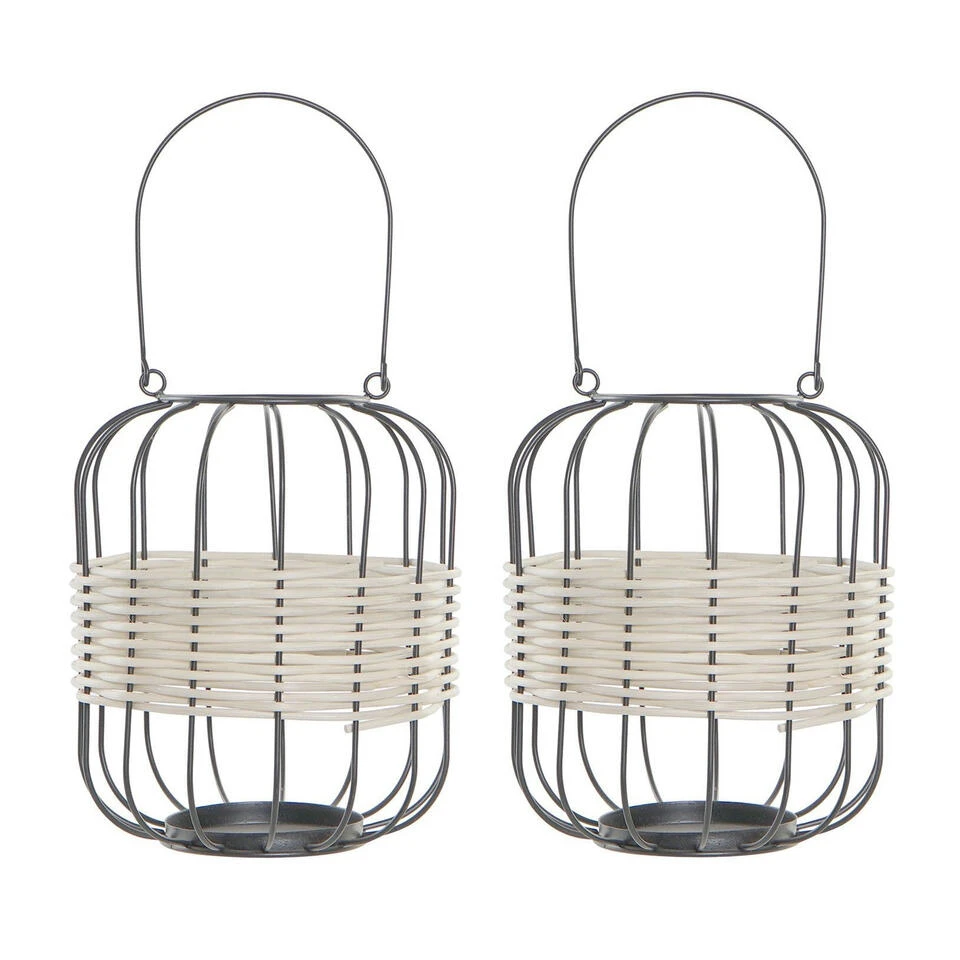 Items Lantaarn - Kaarshouder - Metaal Met Rotan - Zwart - 23 Cm 6 Items Lantaarn - Kaarshouder - Metaal Met Rotan - Zwart - 23 Cm - Afbeelding 4