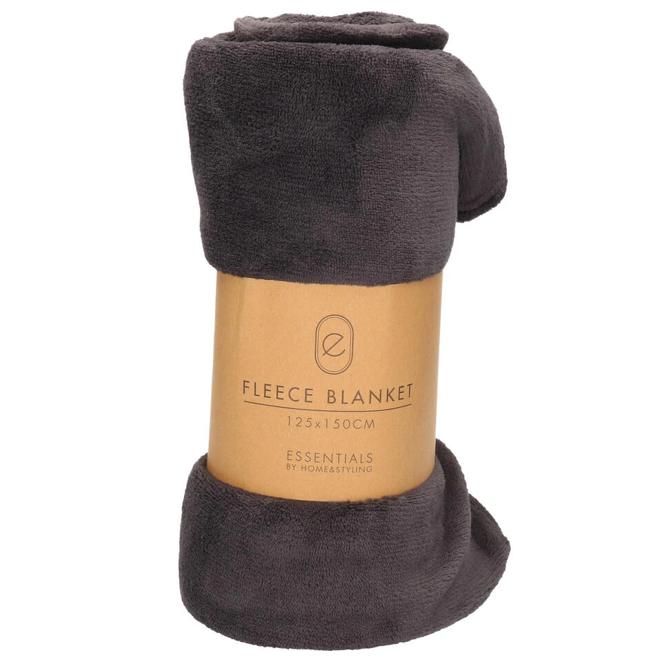 H&S Fleece Deken-dekentje-plaid - Polyester - Antraciet - 125 X 150 Cm 4 H&S Fleece Deken-dekentje-plaid - Polyester - Antraciet - 125 X 150 Cm - Afbeelding 2