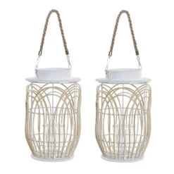 Items Lantaarn - Kaarshouder - Rotan Met Glas - Wit - 29 Cm -Merkloos Winkel 5ee1285b99b9455494cd7ce6f972f6d5