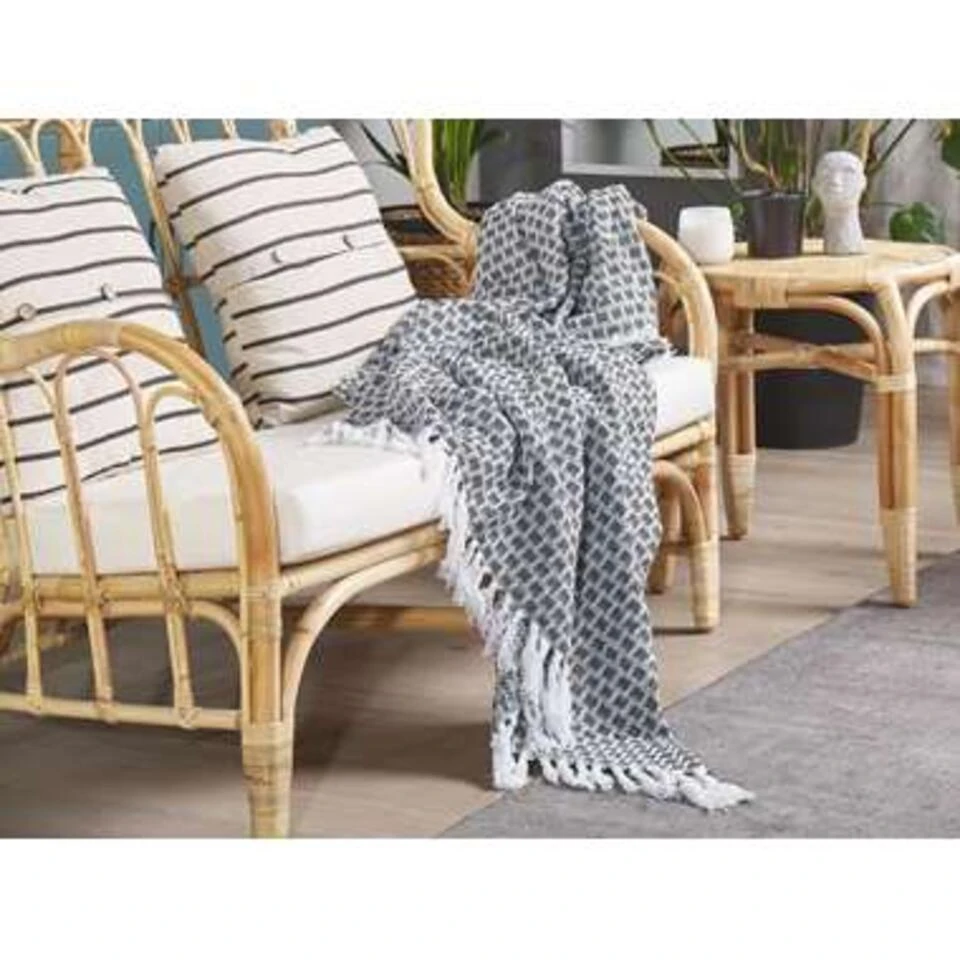 Beliani Plaid KIRAMAN - Zwart Katoen 6 Beliani Plaid KIRAMAN - Zwart Katoen - Afbeelding 4