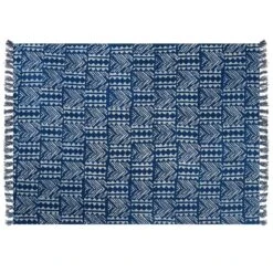 Beliani Plaid SHIVPURI - Blauw Katoen -Merkloos Winkel 847d74a8a66843cbbf748ee17cf24cb5