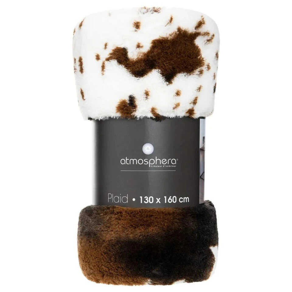 Atmosphera Plaid - Koeienprint - Polyester - 130 X 160 Cm 6 Atmosphera Plaid - Koeienprint - Polyester - 130 X 160 Cm - Afbeelding 4