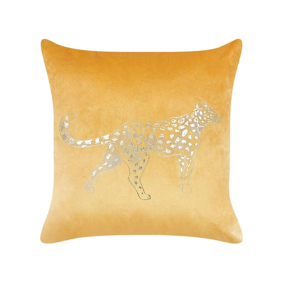 Beliani Sierkussen MARULA - Geel Fluweel 6 Beliani Sierkussen MARULA - Geel Fluweel - Afbeelding 4